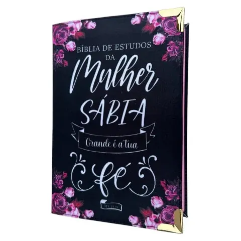 Capa do livro Bíblia da Mulher Sábia de Estudos Preta Fé com Harpa ARC