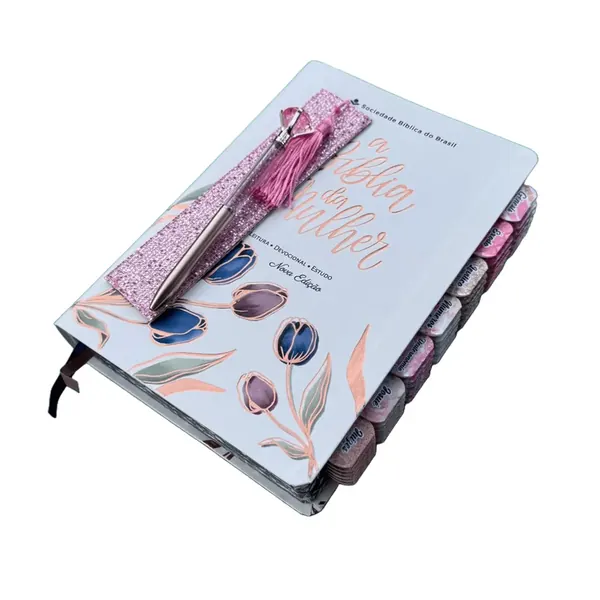 Capa do livro Biblia de Estudo da Mulher Grande Branca Sbb Arc Abas Já colocadas
