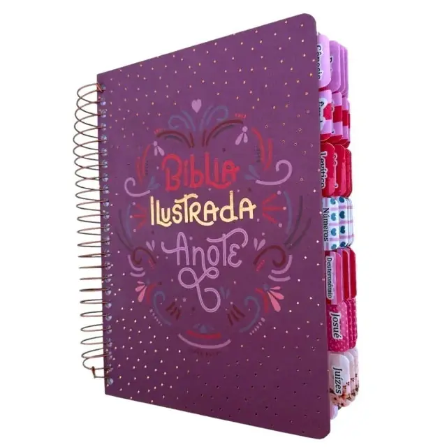 Foto do produto Bíblia Ilustrada Anote rosa brilhante com abas adesivas coladas