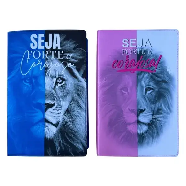 Foto do produto Kit Casal Cristão Fortes e Corajosos Azul e rosa